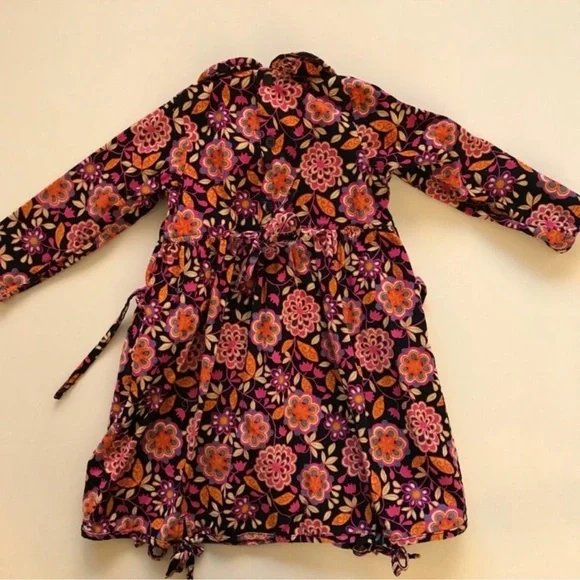 Vintage Hanna Andersson Floral Corduroy Dress Balloon Hem Tie Waist Size 2T (90) - Picture 3 of 9